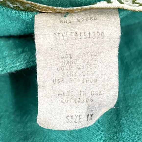 80s Vintage Plus Size Silhouettes Blue Green 100% Cotton Comfy Patio Dress 1X - Picture 7 of 7